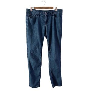 prAna Kayla Jean Midrise Short Inseam Dark Wash Organic Cotton Size 10